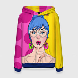 Толстовка-худи женская POP ART, цвет: 3D-синий