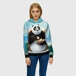 Толстовка-худи женская Кунг фу панда, цвет: 3D-черный — фото 2