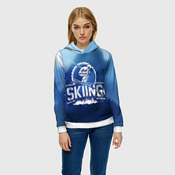 Толстовка-худи женская Лыжный спорт, цвет: 3D-белый — фото 2