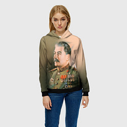 Толстовка-худи женская Иосиф Сталин, цвет: 3D-черный — фото 2