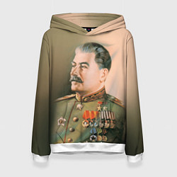 Толстовка-худи женская Иосиф Сталин цвета 3D-белый — фото 1