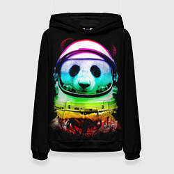 Толстовка-худи женская Панда космонавт, цвет: 3D-черный