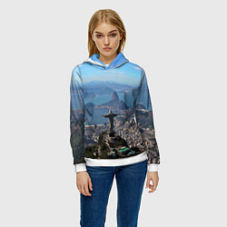 Толстовка-худи женская Рио-де-Жанейро, цвет: 3D-белый — фото 2