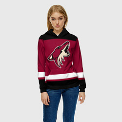 Толстовка-худи женская Arizona Coyotes, цвет: 3D-черный — фото 2