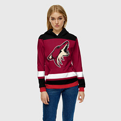 Толстовка-худи женская Arizona Coyotes, цвет: 3D-красный — фото 2