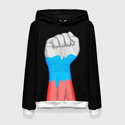 Толстовка-худи женская Русский кулак, цвет: 3D-белый