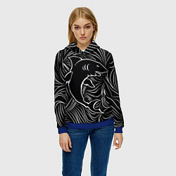 Толстовка-худи женская Акула в в морской пучине, цвет: 3D-синий — фото 2