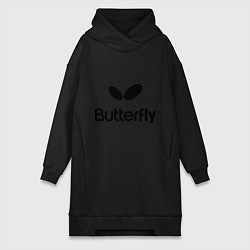 Женское худи-платье Butterfly Logo, цвет: черный