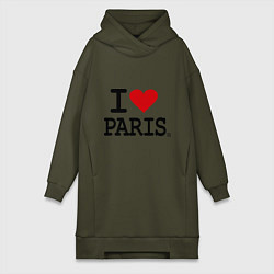 Женское худи-платье I love Paris, цвет: хаки