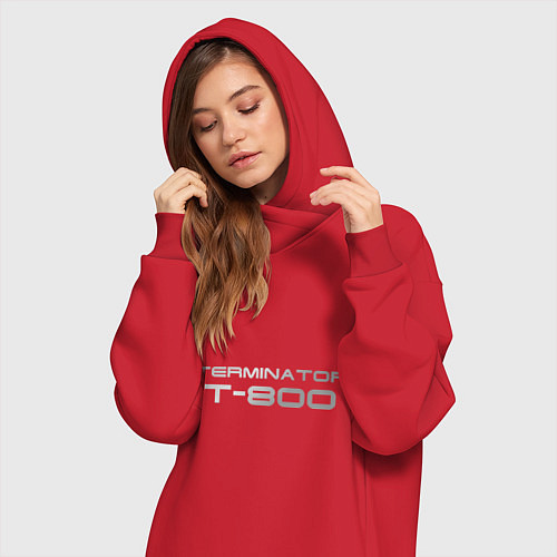 Женская толстовка-платье Терминатор Т-800 / Красный – фото 3