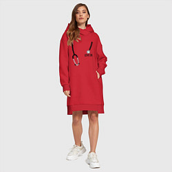 Женское худи-платье Love Dr. House, цвет: красный — фото 2