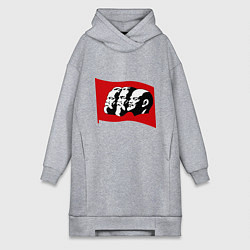 Женское худи-платье Маркс, Энгельс, Ленин, цвет: меланж