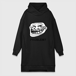 Женское худи-платье Trollface. Problem? Проблемы?, цвет: черный