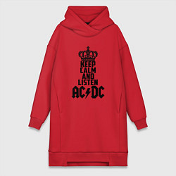 Женское худи-платье Keep Calm & Listen AC/DC, цвет: красный