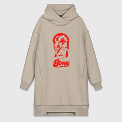 Женское худи-платье Дэвид Боуи, цвет: миндальный