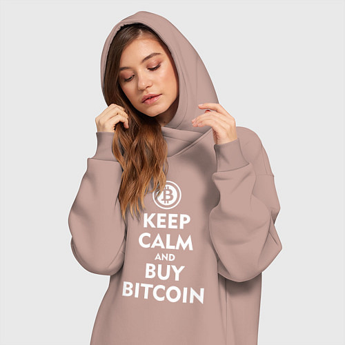 Женская толстовка-платье Keep Calm & Buy Bitcoin / Пыльно-розовый – фото 3