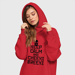 Женское худи-платье Keep Calm & Cheeki Breeki, цвет: красный — фото 2