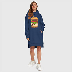 Женское худи-платье Мопс-бургер, цвет: тёмно-синий — фото 2