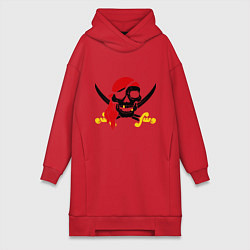 Женское худи-платье Пиратская футболка, цвет: красный