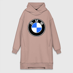 Женское худи-платье Logo BMW, цвет: пыльно-розовый