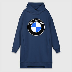 Женское худи-платье Logo BMW, цвет: тёмно-синий