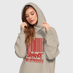 Женское худи-платье Slipknot: barcode, цвет: миндальный — фото 2
