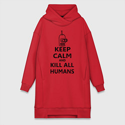 Женское худи-платье Keep Calm & Kill All Humans, цвет: красный