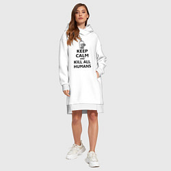Женское худи-платье Keep Calm & Kill All Humans, цвет: белый — фото 2
