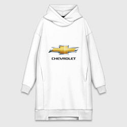 Женское худи-платье Chevrolet логотип, цвет: белый