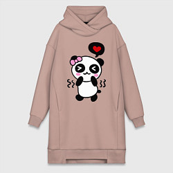 Женское худи-платье Panda girl, цвет: пыльно-розовый