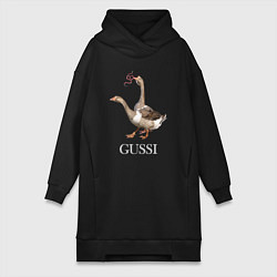 Женское худи-платье GUSSI eat GUCCI, цвет: черный