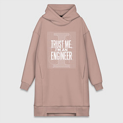 Женское худи-платье I'm an Engineer, цвет: пыльно-розовый