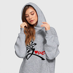 Женское худи-платье Китайский символ любви (love), цвет: меланж — фото 2