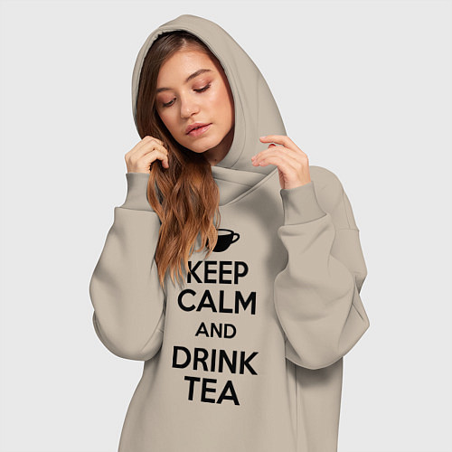 Женская толстовка-платье Keep Calm & Drink Tea / Миндальный – фото 3