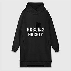 Женское худи-платье Russian hockey, цвет: черный