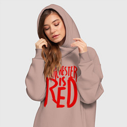 Женское худи-платье Manchester is Red, цвет: пыльно-розовый — фото 2