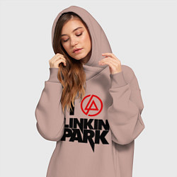 Женское худи-платье I love Linkin Park, цвет: пыльно-розовый — фото 2