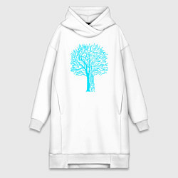 Женское худи-платье Cyberpunk 2077: Blue Tree, цвет: белый