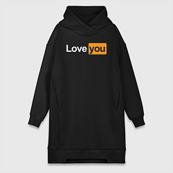 Женское худи-платье PornHub: Love You, цвет: черный