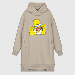 Женское худи-платье Homer Ahegao, цвет: миндальный