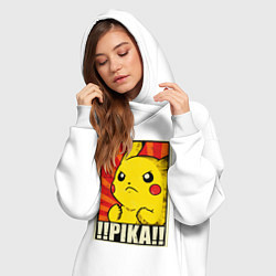 Женское худи-платье Pikachu: Pika Pika, цвет: белый — фото 2