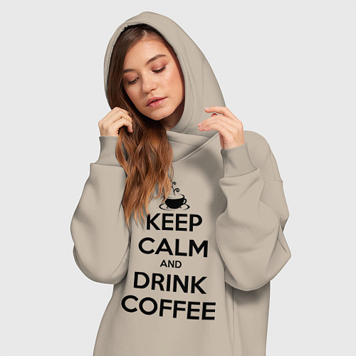 Женская толстовка-платье Keep Calm & Drink Coffee / Миндальный – фото 3