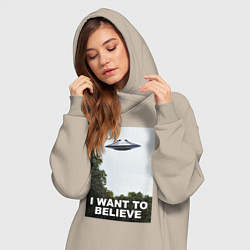 Женское худи-платье I WANT TO BELIEVE, цвет: миндальный — фото 2