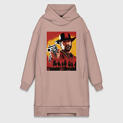 Женское худи-платье Red dead redemption 2, цвет: пыльно-розовый