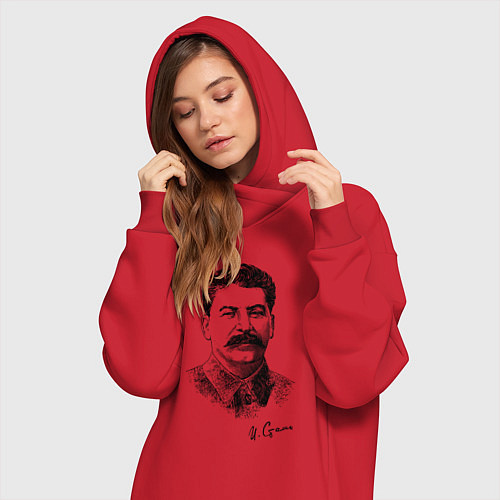 Женская толстовка-платье Товарищ Сталин / Красный – фото 3