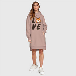 Женское худи-платье Love Corgi, цвет: пыльно-розовый — фото 2