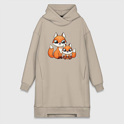 Женская толстовка-платье Милые лисята