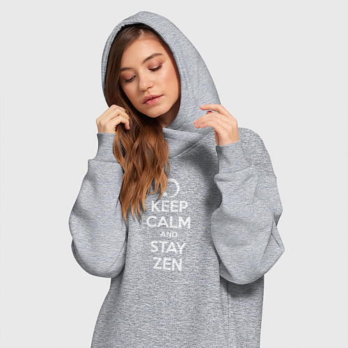 Женская толстовка-платье Keep calm & stay Zen / Меланж – фото 3