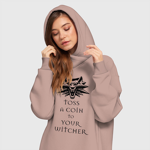 Женская толстовка-платье Toss a coin to your witcher / Пыльно-розовый – фото 3