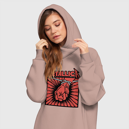 Женская толстовка-платье Metallica / Пыльно-розовый – фото 3